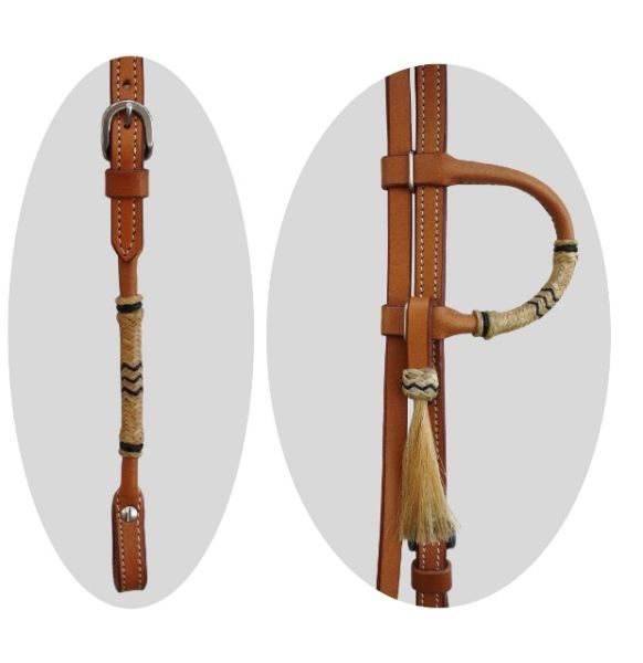 Tassel Rawhide Einohr Kopfstück m. Kehlriemen