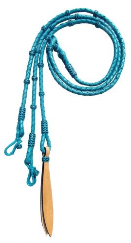 Showman Teal Rowhide Romal Reins