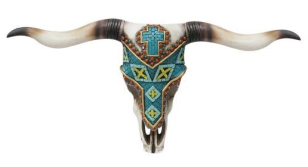 Mosaic resin steer skull