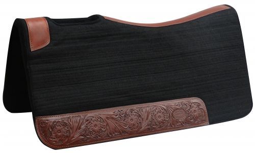 Showman Filz-Pad Contoured 3/4 Inch mit Flower-Tooled-Lederbesatz
