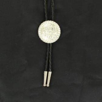 Bolo Tie Sterling Silver Round with Rope Edge