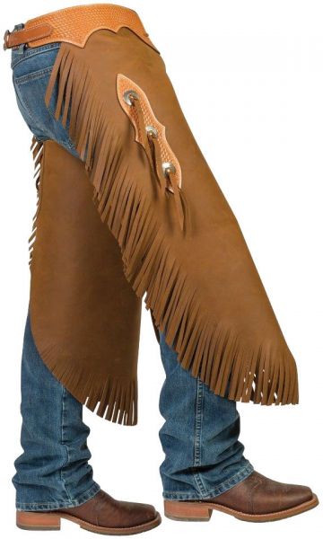 Weaver Chinks Distressed Brown mit basketpunziertem Besatz