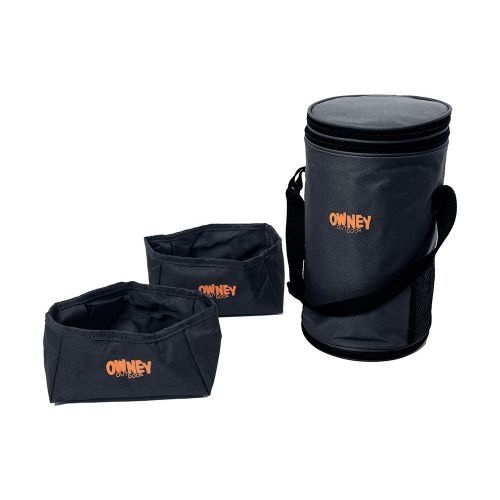 Owney Tour Set - faltbare Trockenfutter-Tonne + 2 Näpfe