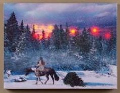 LED Canvas Bild Lighted Cowboy Christmas
